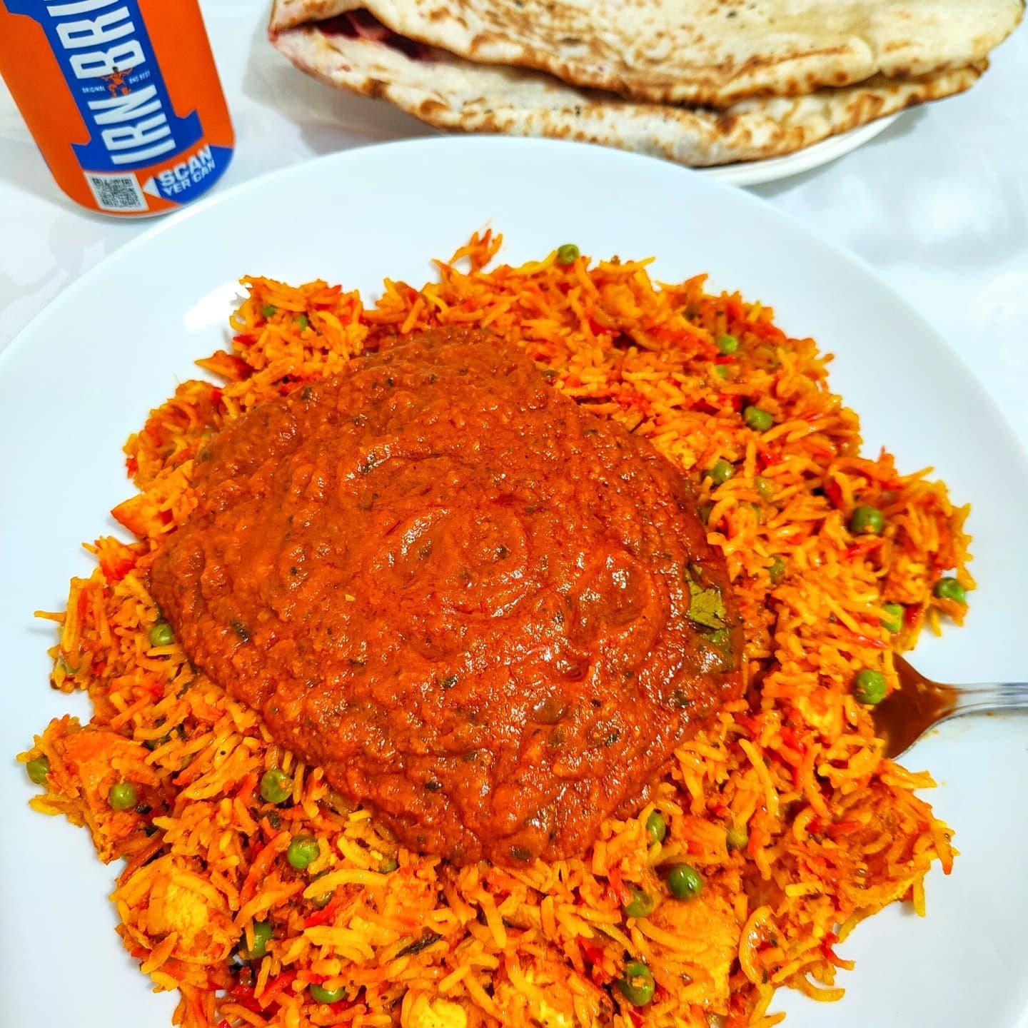  - Chicken tikka biryani and a pershwari naan.